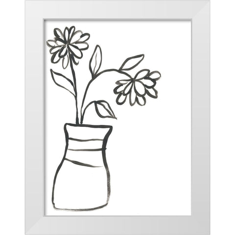 Budding Vase I White Modern Wood Framed Art Print by Vess, June Erica