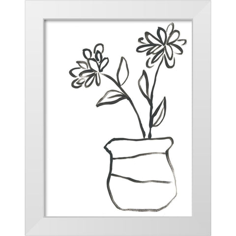 Budding Vase II White Modern Wood Framed Art Print by Vess, June Erica