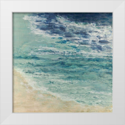 Lapping at the Edge White Modern Wood Framed Art Print by Shanti, Shima