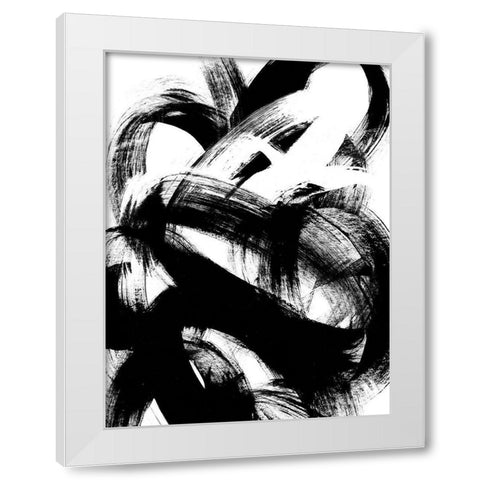 Onyx Swipe I White Modern Wood Framed Art Print by Vess, June Erica