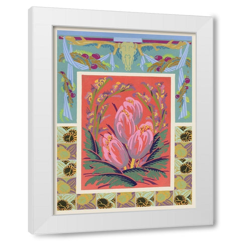 Art Deco Florals VIII White Modern Wood Framed Art Print by Baxter Mill Archive