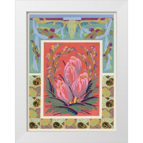 Art Deco Florals VIII White Modern Wood Framed Art Print by Baxter Mill Archive