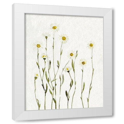 White Antique Daisies I White Modern Wood Framed Art Print by Caroline, Emma