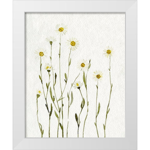 White Antique Daisies I White Modern Wood Framed Art Print by Caroline, Emma