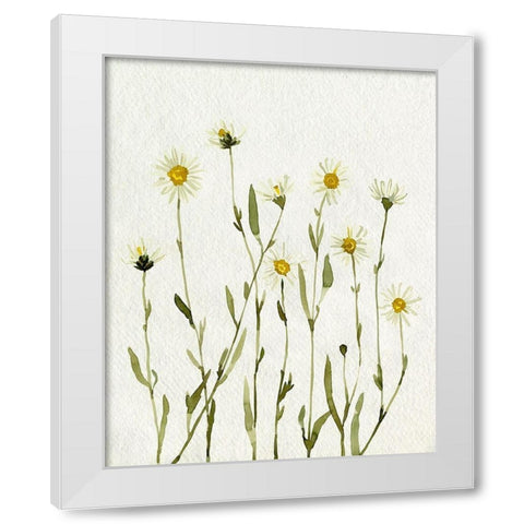 White Antique Daisies II White Modern Wood Framed Art Print by Caroline, Emma