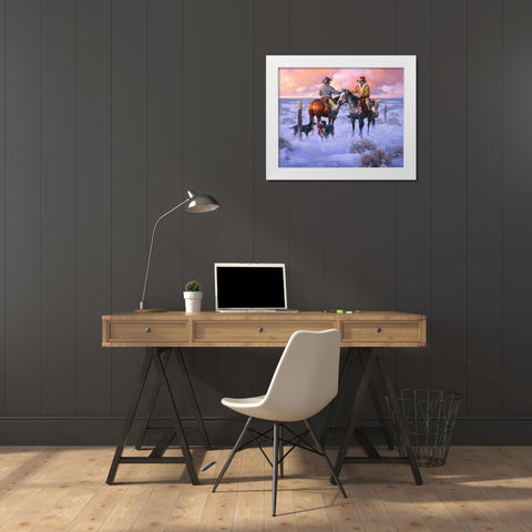 Sharin Christmas with the Neighbors White Modern Wood Framed Art Print by Sorenson, Jack