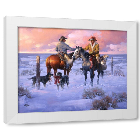 Sharin Christmas with the Neighbors White Modern Wood Framed Art Print by Sorenson, Jack