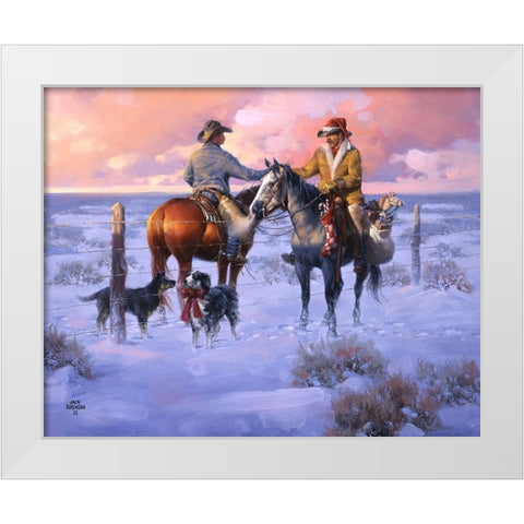 Sharin Christmas with the Neighbors White Modern Wood Framed Art Print by Sorenson, Jack