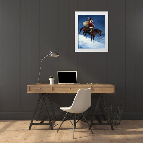A Cowboy Christmas White Modern Wood Framed Art Print by Sorenson, Jack