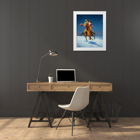 Midnight Rider White Modern Wood Framed Art Print by Sorenson, Jack