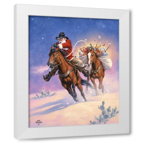 Santas Big Ride White Modern Wood Framed Art Print by Sorenson, Jack