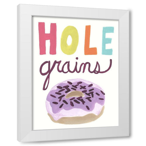 Happy Donuts I White Modern Wood Framed Art Print by Vess, June Erica