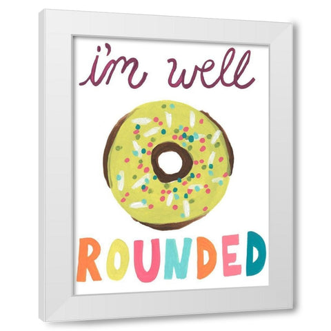 Happy Donuts II White Modern Wood Framed Art Print by Vess, June Erica