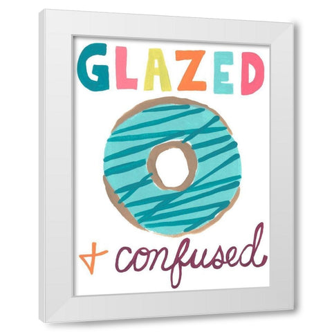 Happy Donuts III White Modern Wood Framed Art Print by Vess, June Erica