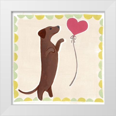 Dachshund Delight II White Modern Wood Framed Art Print by Vess, June Erica