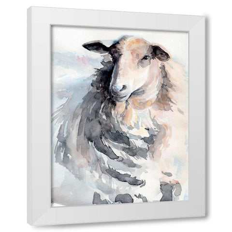 Watercolor Sheep II White Modern Wood Framed Art Print by Parker, Jennifer Paxton