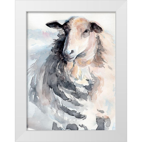 Watercolor Sheep II White Modern Wood Framed Art Print by Parker, Jennifer Paxton