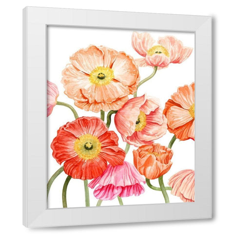 Bright Poppies I White Modern Wood Framed Art Print by Popp, Grace