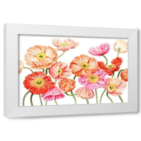 Bright Poppies III White Modern Wood Framed Art Print by Popp, Grace