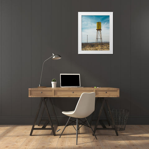 Yellow Water Tower II White Modern Wood Framed Art Print by Quintero, Sonja