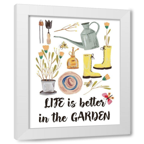 Garden Time I White Modern Wood Framed Art Print by Wang, Melissa