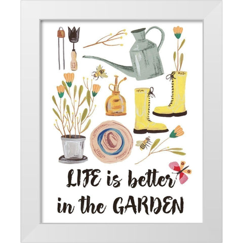 Garden Time I White Modern Wood Framed Art Print by Wang, Melissa