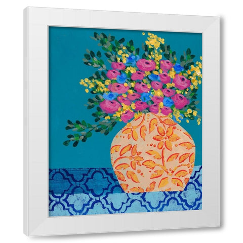 A Gathering of Flowers I White Modern Wood Framed Art Print by Moore, Regina