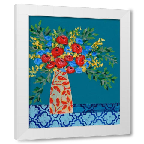 A Gathering of Flowers II White Modern Wood Framed Art Print by Moore, Regina
