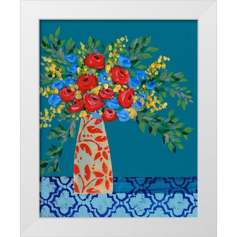 A Gathering of Flowers II White Modern Wood Framed Art Print by Moore, Regina