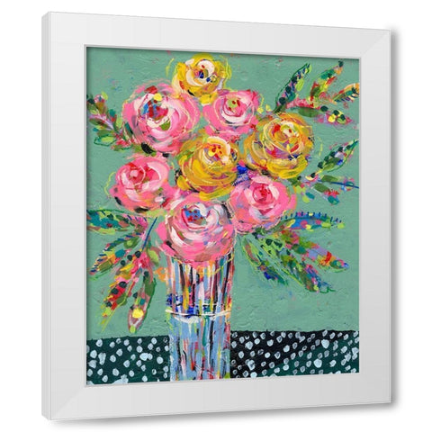 Bright Colored Bouquet I White Modern Wood Framed Art Print by Moore, Regina