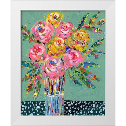 Bright Colored Bouquet I White Modern Wood Framed Art Print by Moore, Regina