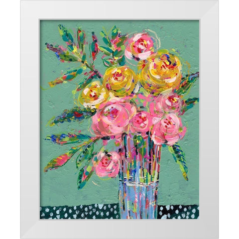 Bright Colored Bouquet II White Modern Wood Framed Art Print by Moore, Regina