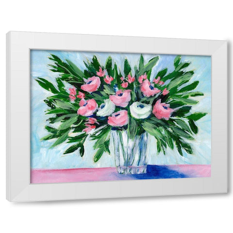 Rosy Bouquet II White Modern Wood Framed Art Print by Moore, Regina