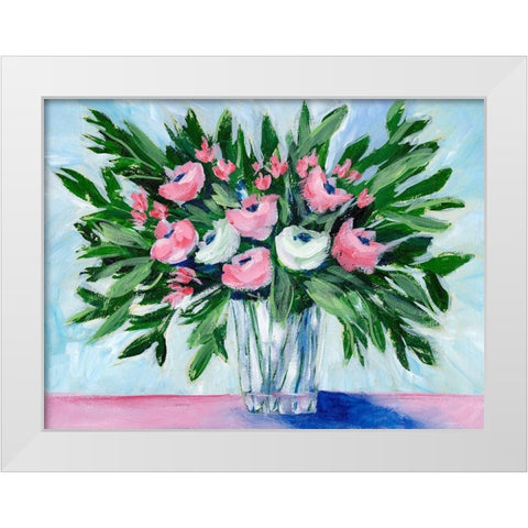 Rosy Bouquet II White Modern Wood Framed Art Print by Moore, Regina