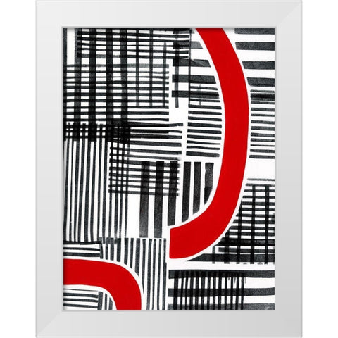 Red Interrupted I White Modern Wood Framed Art Print by Moore, Regina