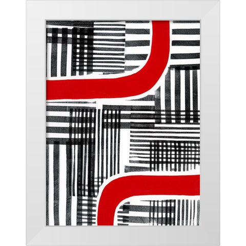 Red Interrupted II White Modern Wood Framed Art Print by Moore, Regina