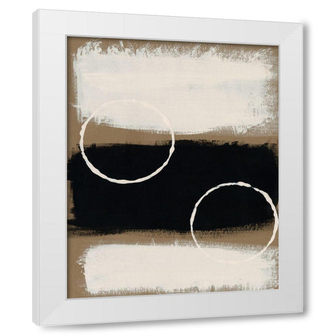 Neutral Rings I White Modern Wood Framed Art Print by Moore, Regina