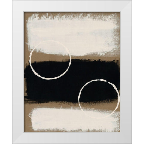 Neutral Rings I White Modern Wood Framed Art Print by Moore, Regina