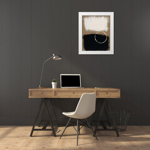 Neutral Rings II White Modern Wood Framed Art Print by Moore, Regina