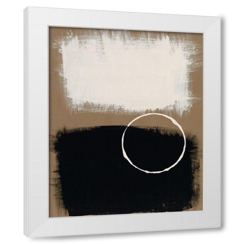 Neutral Rings II White Modern Wood Framed Art Print by Moore, Regina