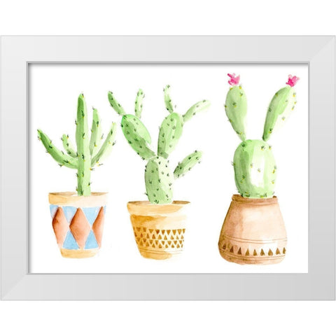 Patterned Pots I White Modern Wood Framed Art Print by Moore, Regina