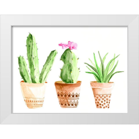 Patterned Pots II White Modern Wood Framed Art Print by Moore, Regina