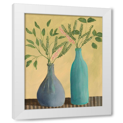 Bottle Vignette I White Modern Wood Framed Art Print by Moore, Regina