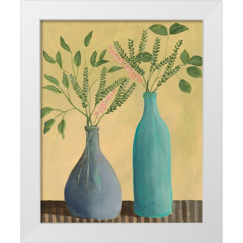 Bottle Vignette I White Modern Wood Framed Art Print by Moore, Regina