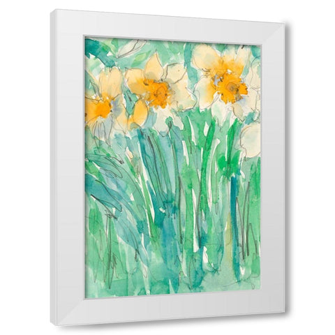 Daffodils Stems I White Modern Wood Framed Art Print by Dixon, Samuel