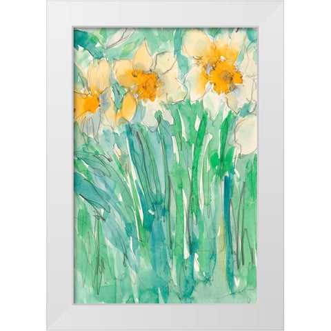Daffodils Stems I White Modern Wood Framed Art Print by Dixon, Samuel