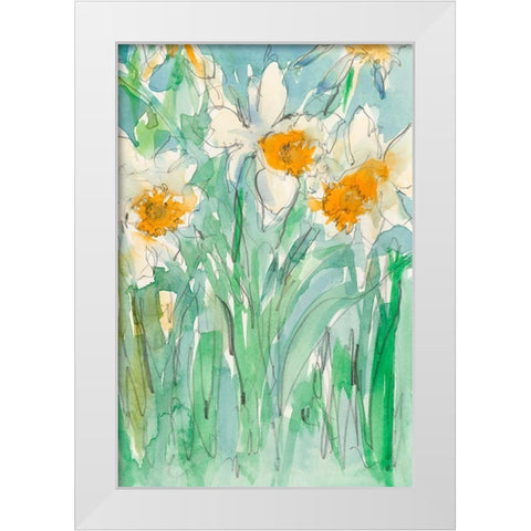 Daffodils Stems II White Modern Wood Framed Art Print by Dixon, Samuel