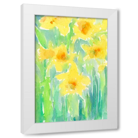 Daffodils I White Modern Wood Framed Art Print by Dixon, Samuel
