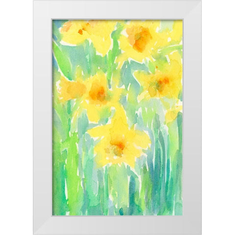 Daffodils I White Modern Wood Framed Art Print by Dixon, Samuel