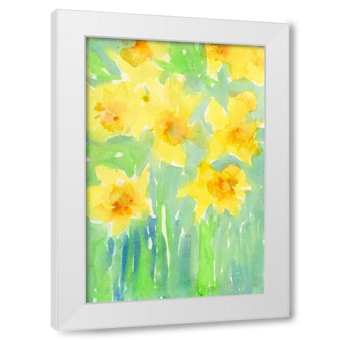 Daffodils II White Modern Wood Framed Art Print by Dixon, Samuel